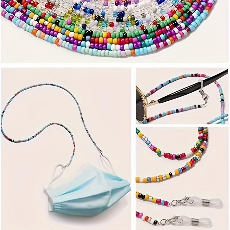 Boho Beaded Glasses Lanyard Strap, Adjustable Anti-Slip Fashion Eyewear Retainer for Reading Glasses and Face Masks