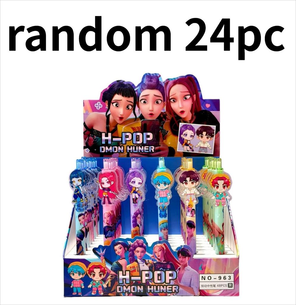 2026 hot Cute K-POP Demon Hunters Press Gel Pens 6PCS 0.5mm Black Acrylic Patch High-Value School Stationery for Students