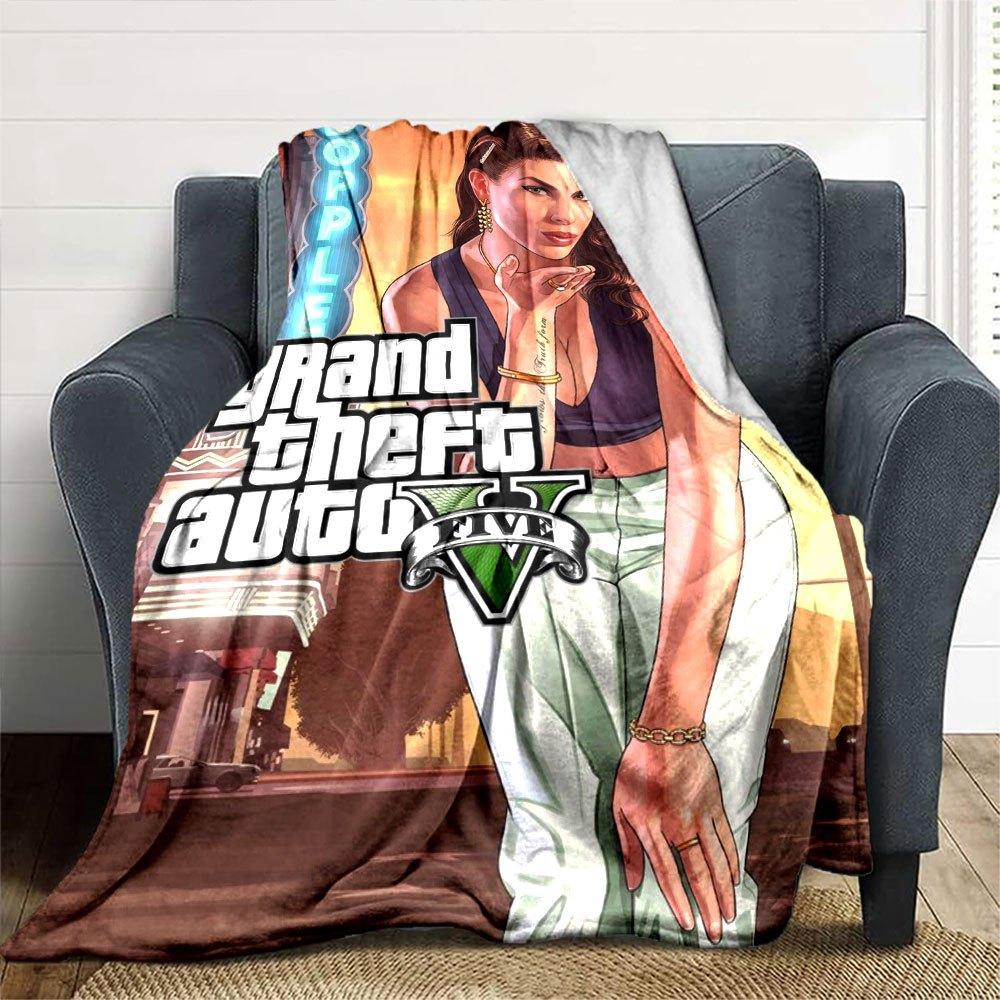 1 Manta Suave de Franela Grand Theft Auto con Estampado de Diseñador Una manta acogedora para todas las estaciones, perfecta para el sofá, la cama, la oficina