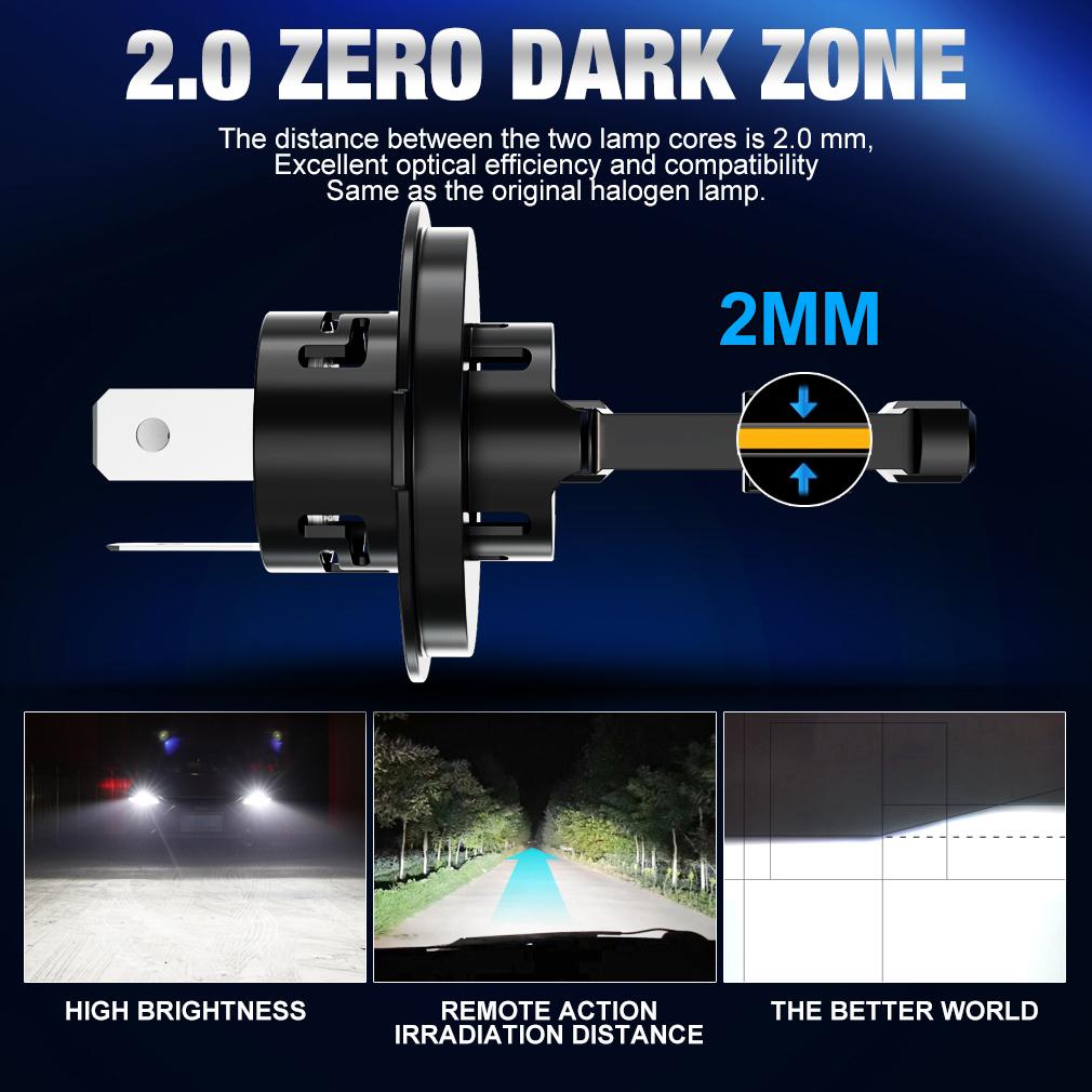 2Pcs Canbus H4 LED Headlight Bulbs High Low Beam 30000LM Car Motorcycle Lights 32Core CSP Led Lamps Auto Moto Headlamp Plug&Play 12V 6500K White