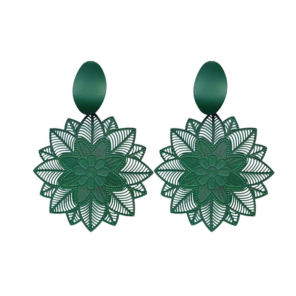 Vintage Earring Petals Shape Hollow Pattern Earrings Colorful Easy Matching Earrings for Women