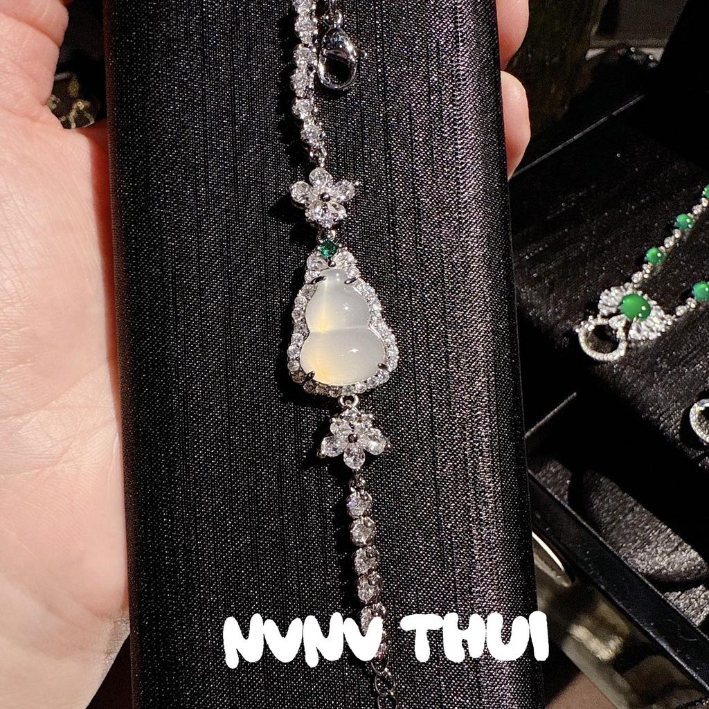 Jewelry, Chalcedony Agate Yang Green Gourd Ice Pendant Lock Necklace, Classic Comparable To Jadeite Fulu Bracelet