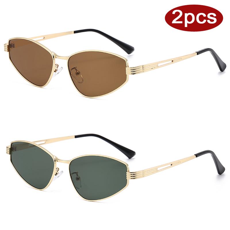 2pcs Fashion Female Small Square Frame Sunglasses Women Metal Frame Candy Sun Glasses Ladies Brand Designer Shades UV400