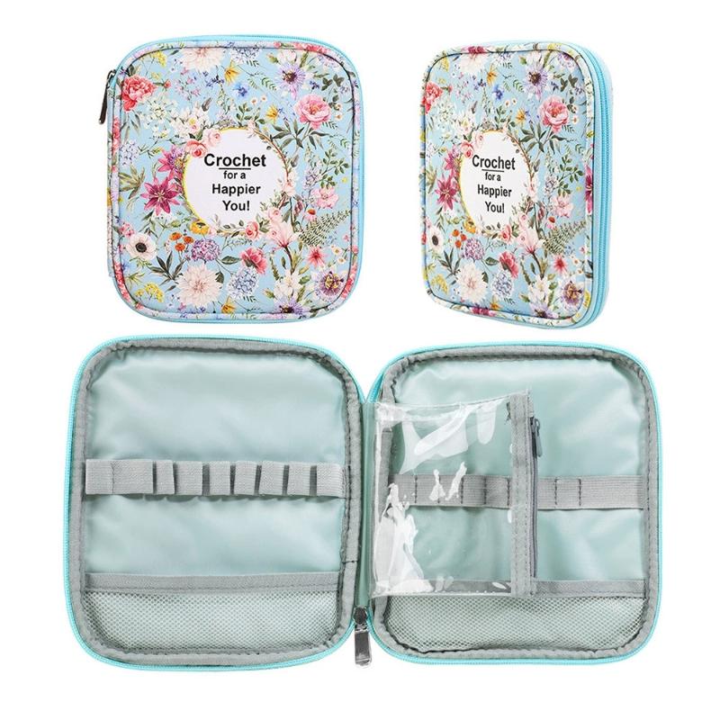 Набор для ручного вязания с цветочным узором Крючок для вязания Водонепроницаемая сумка для хранения на молнии Сумка для хранения с принтом для рукоделия Сумка для хранения набора спиц для джемпера 1239₽