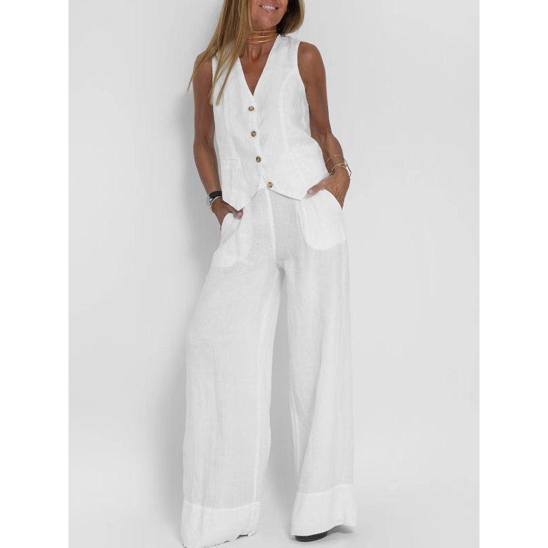 Woman's Business Casual Suit Casual Sportswear Office Suit Vest + Pants 2-piece Set