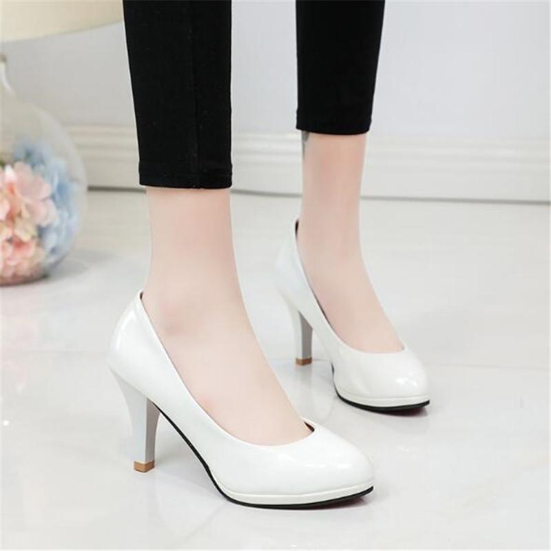 Moda Plus Size 34 -42 Super Wysokie Damskie Buty Szpiczaste Czółenka Sukienka Wysokie Obcasy Łódka Buty Ślubne Zwiększ Wodoodporna Platforma