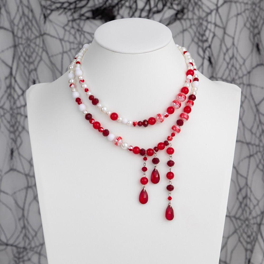 Tassel Blood Drop Necklace Red Gothic Jewelry Retro Halloween Clavicle Choker Girls