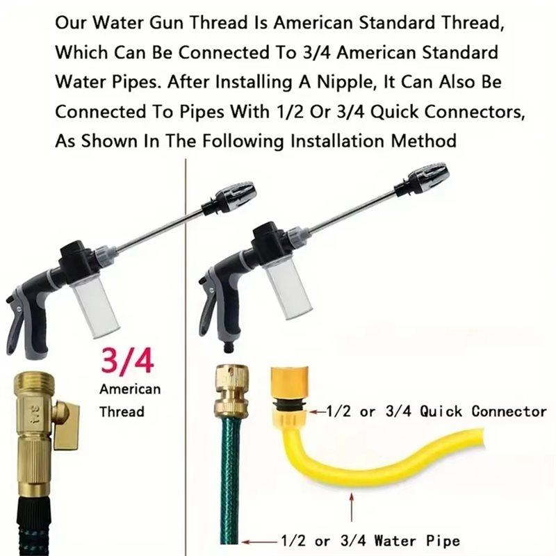 Multifunctional High Pressure Car Wash Water Gun Garden Water Pipe Nozzle, Cleaning Tool For Cars And Gardens