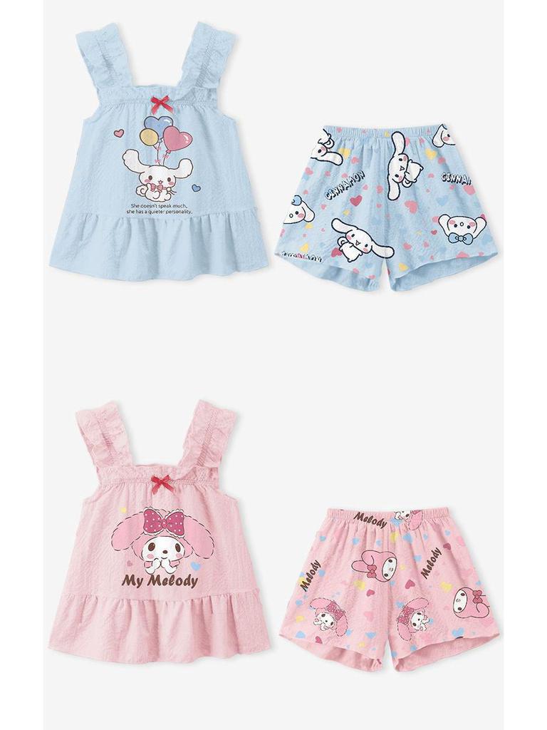 Kuromi Girls' Summer Pajama Set - Camisole & Shorts Two-Piece Homewear