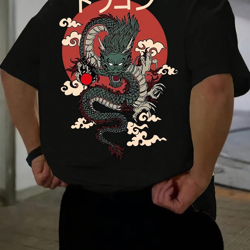 Anime Dragon Ball Mens Tshirt Summer Short Sleeve Tops Cotton Fashionable Casual Loose Japanese Pattern Printed Round Neck Top