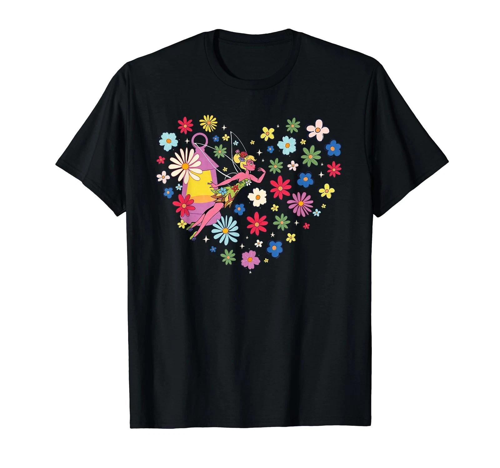 Disney Princess Tinker Bell Fairy And Flower Heart T-Shirt_ 2XL
