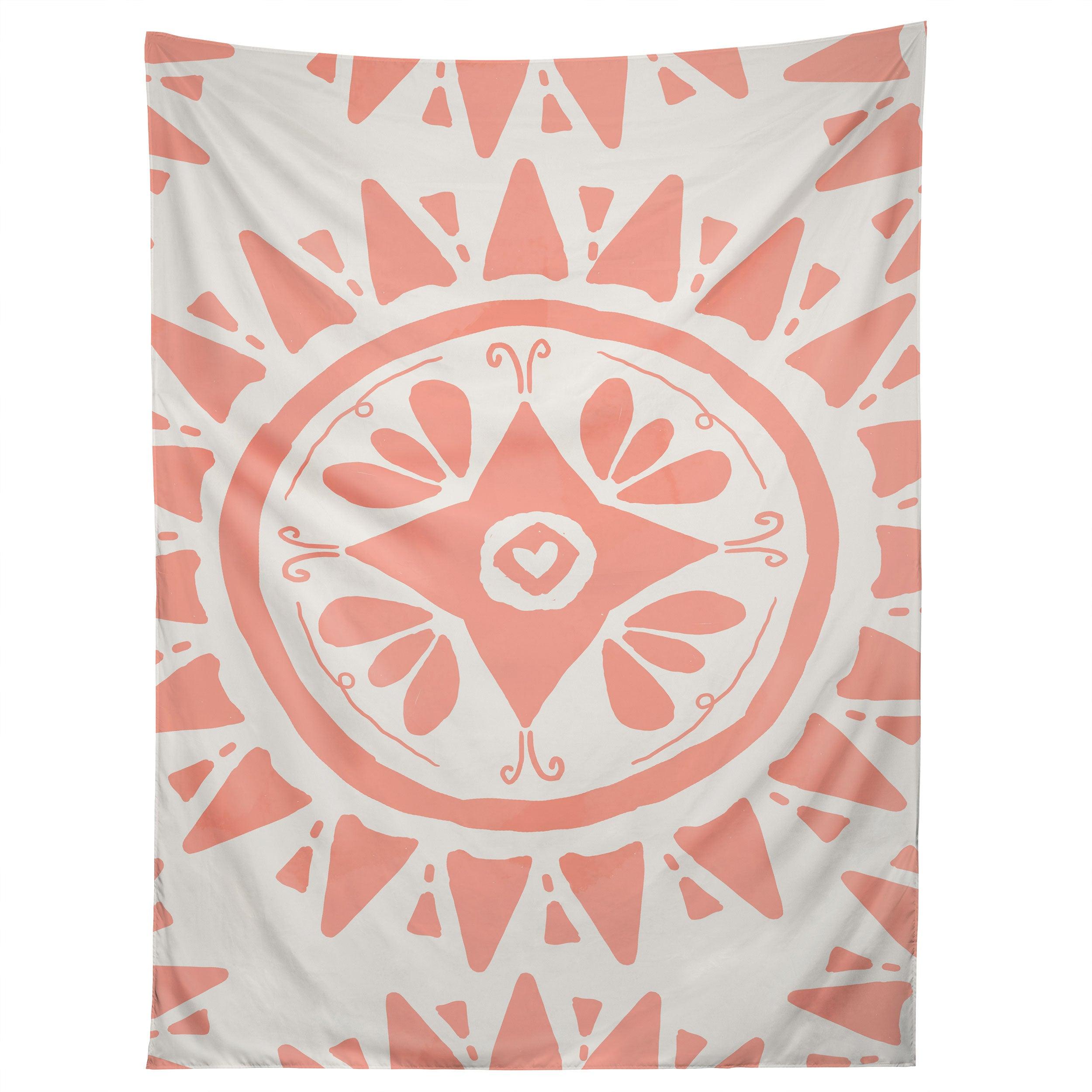 BOHO MEDALLION CORAL tapestry 75x100