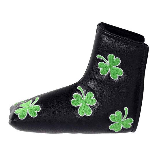 Faux Leather Golf Club Headcover, Embroidery Clover Golf Putter Cover, Universal Golf Club Protection Sleeve, Golf Club чёрный