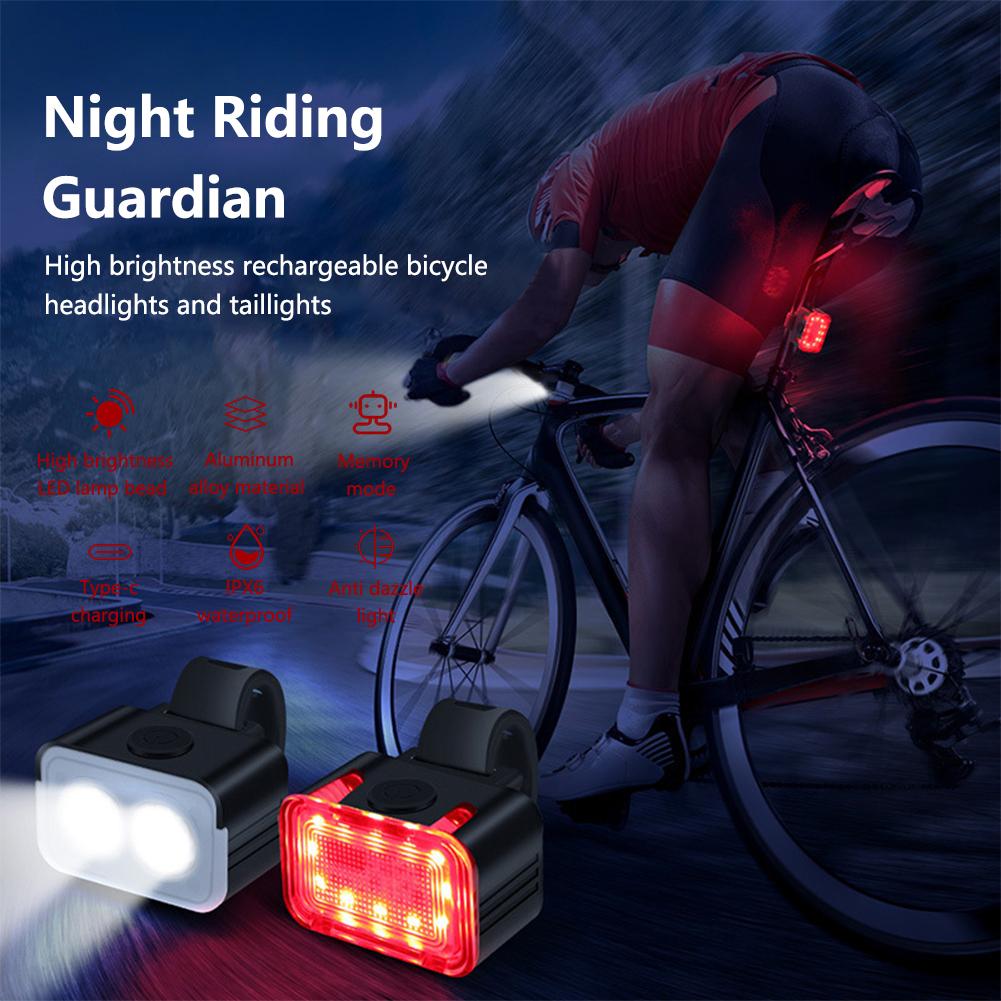 Led Bicycle Light Set High Brightness Waterproof Usb Rechargeable Aluminum Alloy Bicycle Front Rear Light