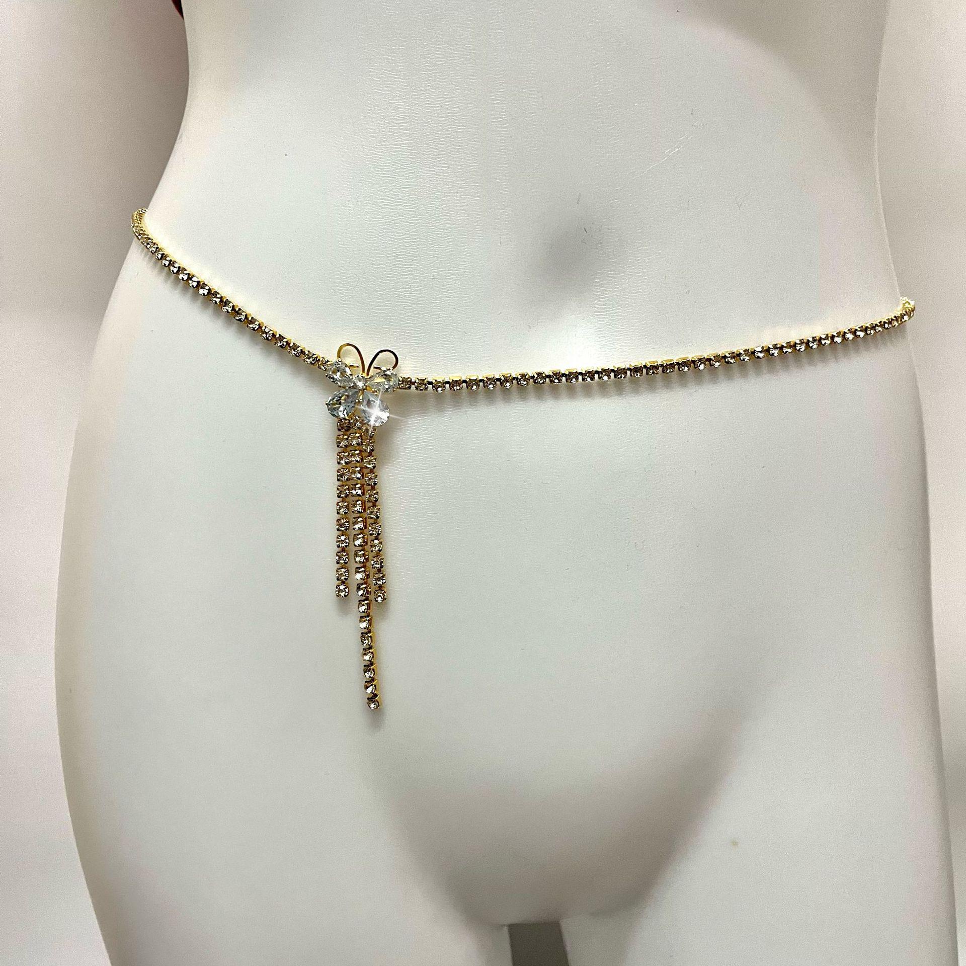Rhinestone Butterfly Waist Chain: Versatile Zircon Beach & Belly Dance Accessory золотой