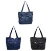 Denim Tote Bag For Women With Large Capacity And Zip Closure For Daily Commute