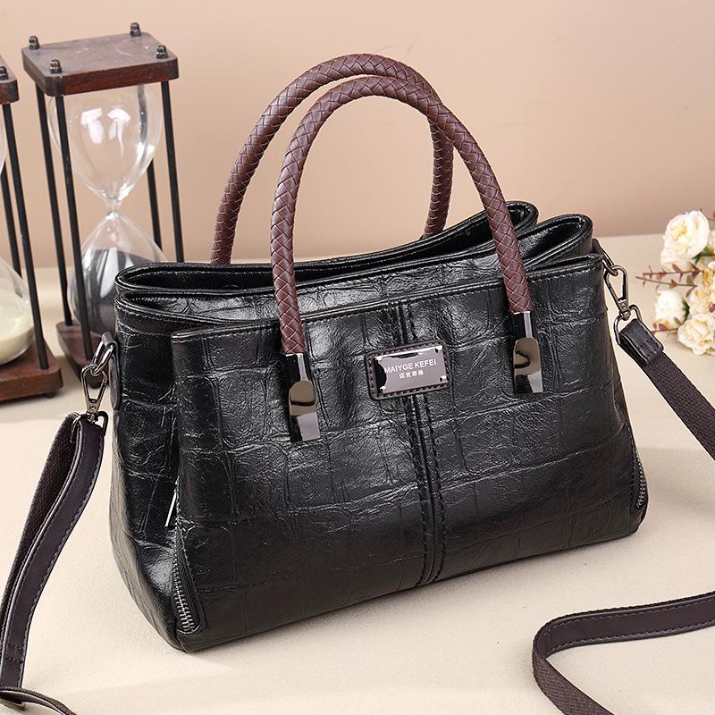 New fashion trend retro contrast personality hand-held crossbody three-layer large-capacity pillow bag women's bag