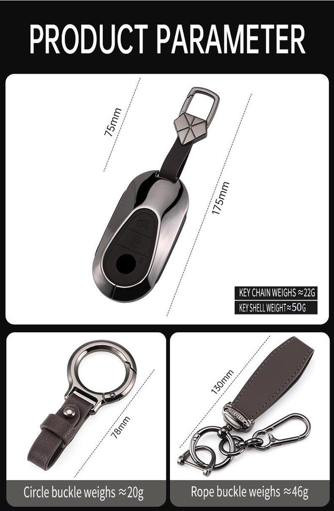 Mercedes Key Case for C-Class, S-Class, GLC, and Maybach - Suitable for Men and Women, Metal Key Shell for C200L, GLC300, C260L