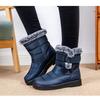 Plus Size Faux Fur Collar High-Top Chunky Sole Winter Snow Boots Velcro Fastening Waterproof Women's Boots Casual Women's Footwear