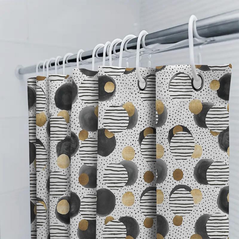 Boho Shower Curtain Set Modern Abstract Geometric Art Bathroom Decor Waterproof Fabric Liner Vintage Farmhouse Style