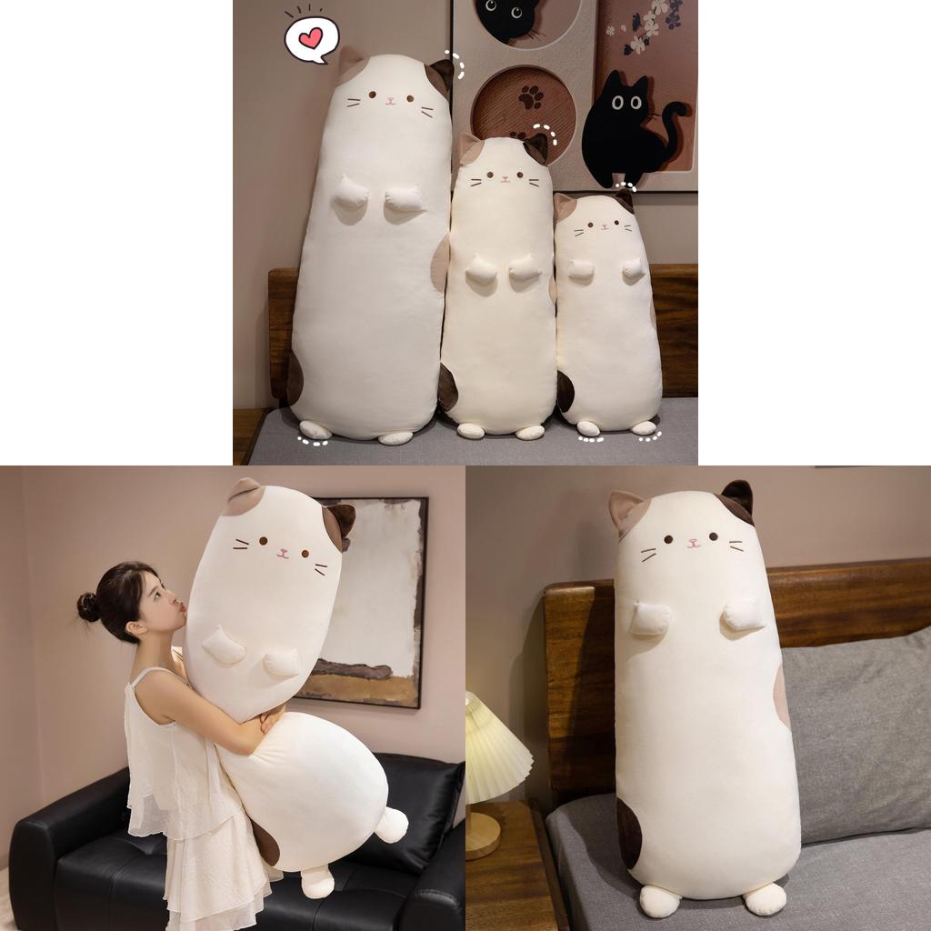 Plush Threecolor Cat Throw Pillow With Pp Cotton Filling For Home Decor Lounge Comfort