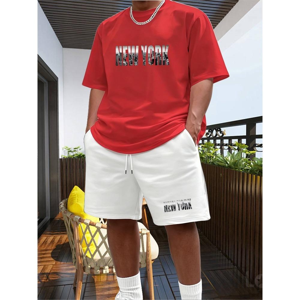 Summer Sportswear Men's Suit Fashion Two Piece Sports Fitness Running Casual Quick Drying Short Sleeved Shorts Set Men
