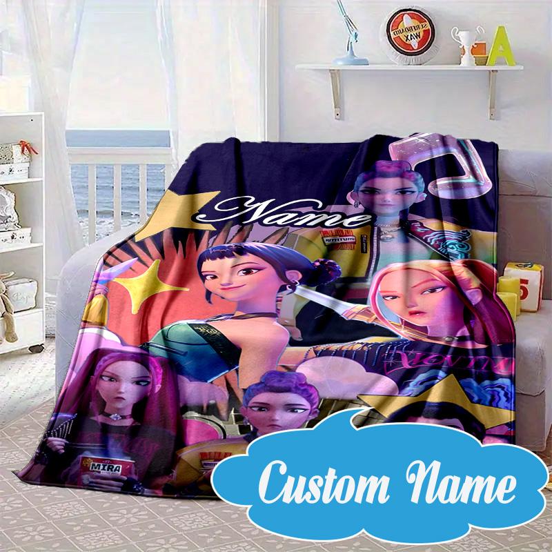 Custom Name Fantasy Night Trio K-Pop Blanket bed sofa Blanket Flannel Blanket for Camping, Hiking, Picnic Essentials,gift for Fan family