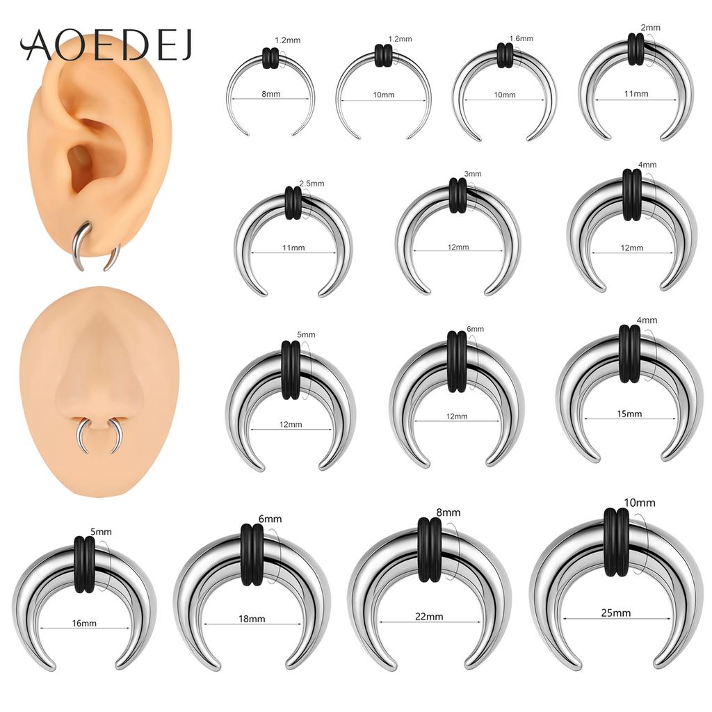 AOEDEJ 1Piece Stainless Steel Nose Ring 8-25mm Horseshoe Shape Septum Rings Colour Nose Studs Earring Punk Body Piercing Jewelry
