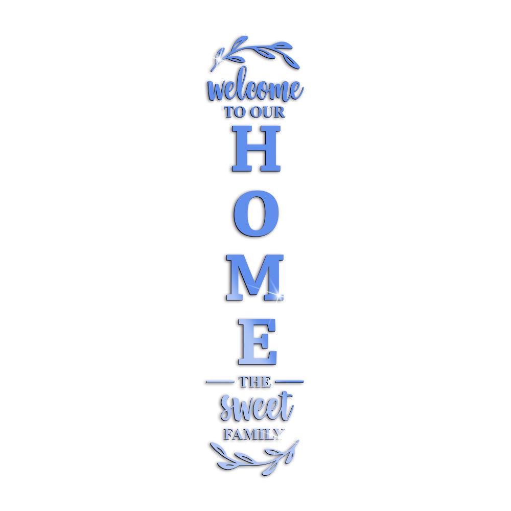 English Letters 3D Mirror Wall Sticker, Self-Adhesive Acrylic Decal, Welcome To Our Home The Sweet Family Combination Home Decor