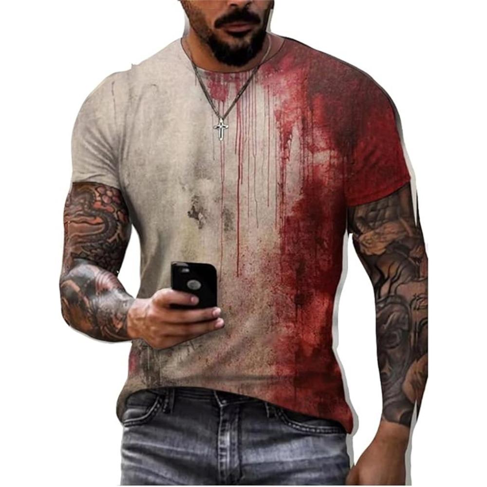 3D Printed Horror Bloody T Shirt 2026 Mens Casual Fashion Street Short Sleeve TShirt Mens Designer Clothes Woman O-neck Tee Tops