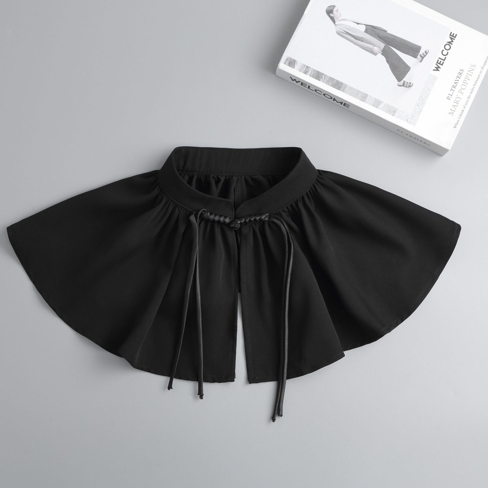 

Новая китайская рубашка-накидка с шалью, универсальный многофункциональный поддельный воротник чёрный