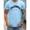 Men's Summer Loose Size 100% Cotton California Print Slim Fit Casual Round Neck Short Sleeve T-shirt Top