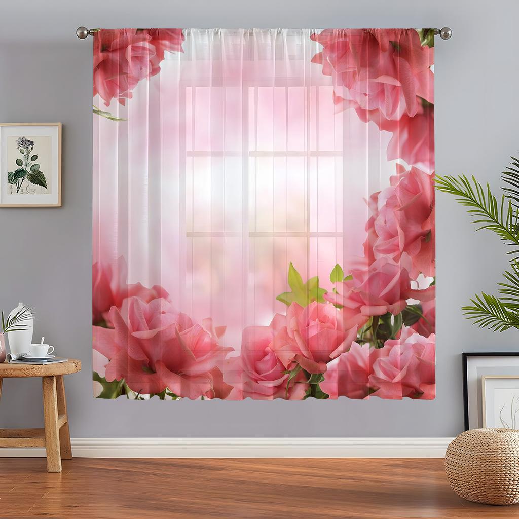 1pc Beautiful Blue Peacock Cartoon Sheer Curtain Suitable for Living Room, Bedroom, Dining Room, Hallway, Office, Gym, Kitchen