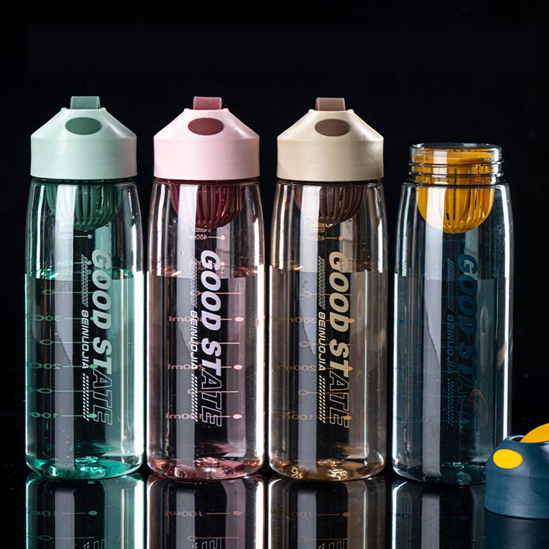 Portable Large Capacity Sports Water Cup For Women Summer Fitness Male Students Simple Plastic With Tea Strainer High Value Cup