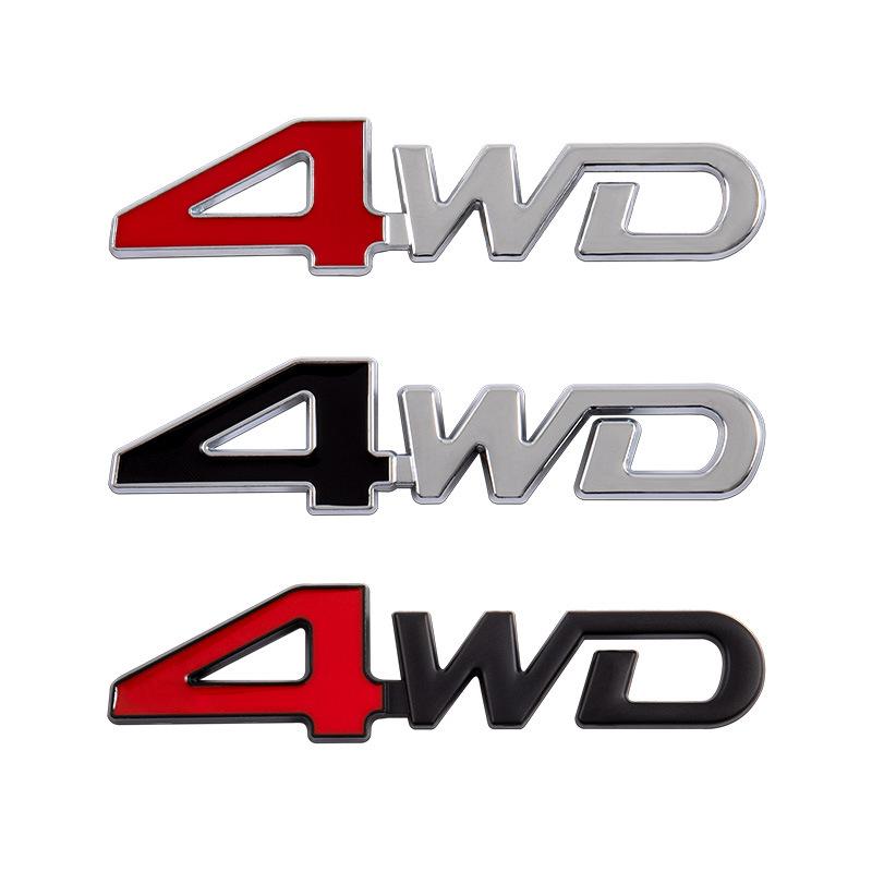 3D Metal Chrome Black Numbers Letters Logo 4wd Emblem Car Fender Badge Trunk Decal 4WD Sticker Accessories