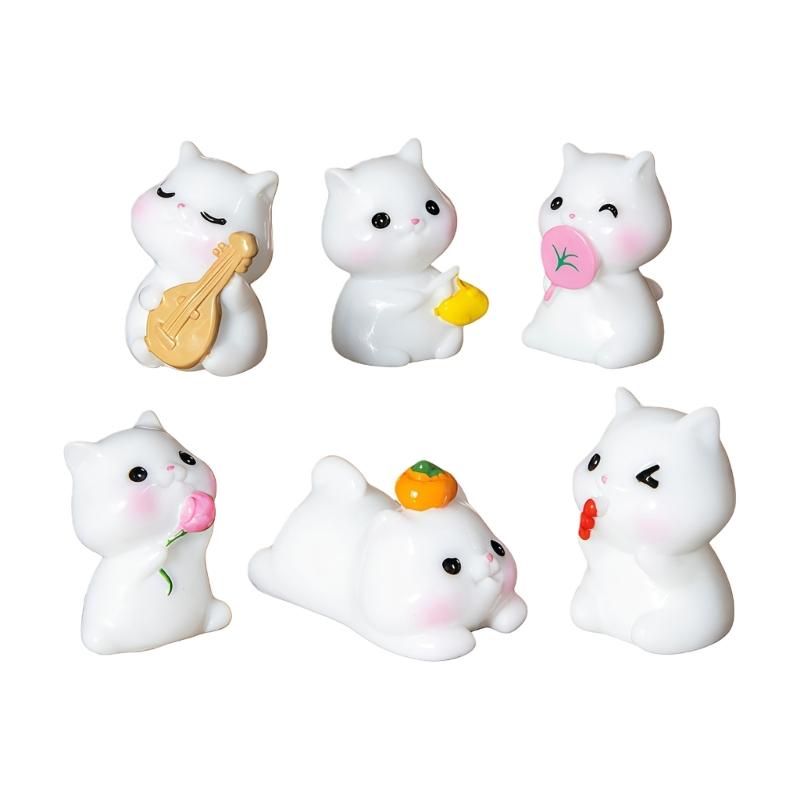 

6Pcs Creative Resin Cats Mini Figurine Ancient Theme Desktop Ornaments For Home Office Desktop and Garden Landscape 1