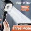 3 Modes Built-in Filiter High Pressure Shower Head with One-key Stop Button Shower Massage Spa Handheld Showerhead For Bathroom