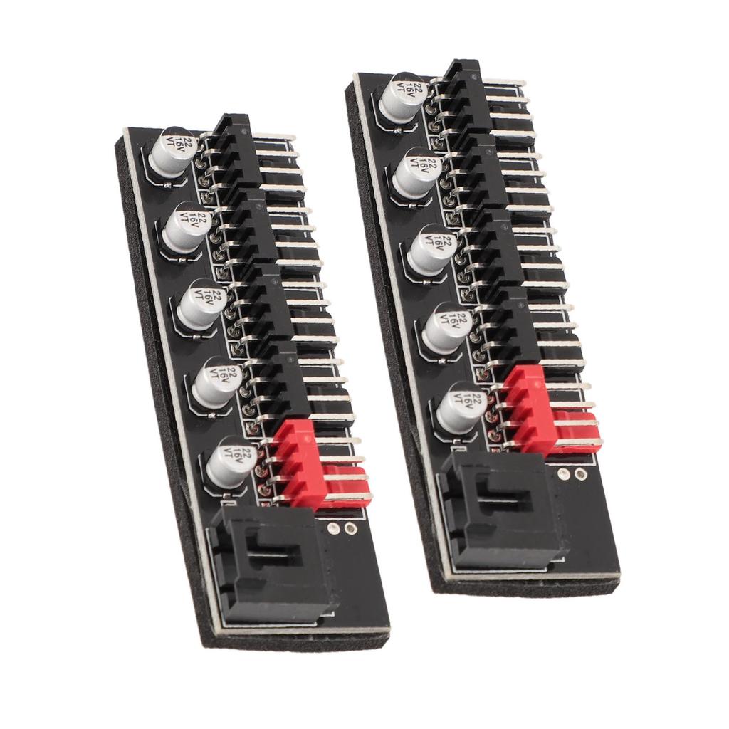 2PCS PWM Fan Hub 12V 4 Pin 5 Way Space Saving CPU Cooling Hub Controller with 3 Pin and 4 Pin Cable