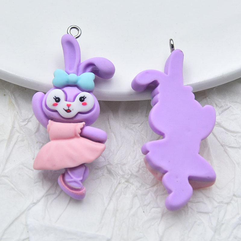 Colorful Resin Ballet Bow Rabbit Keychain Pendant