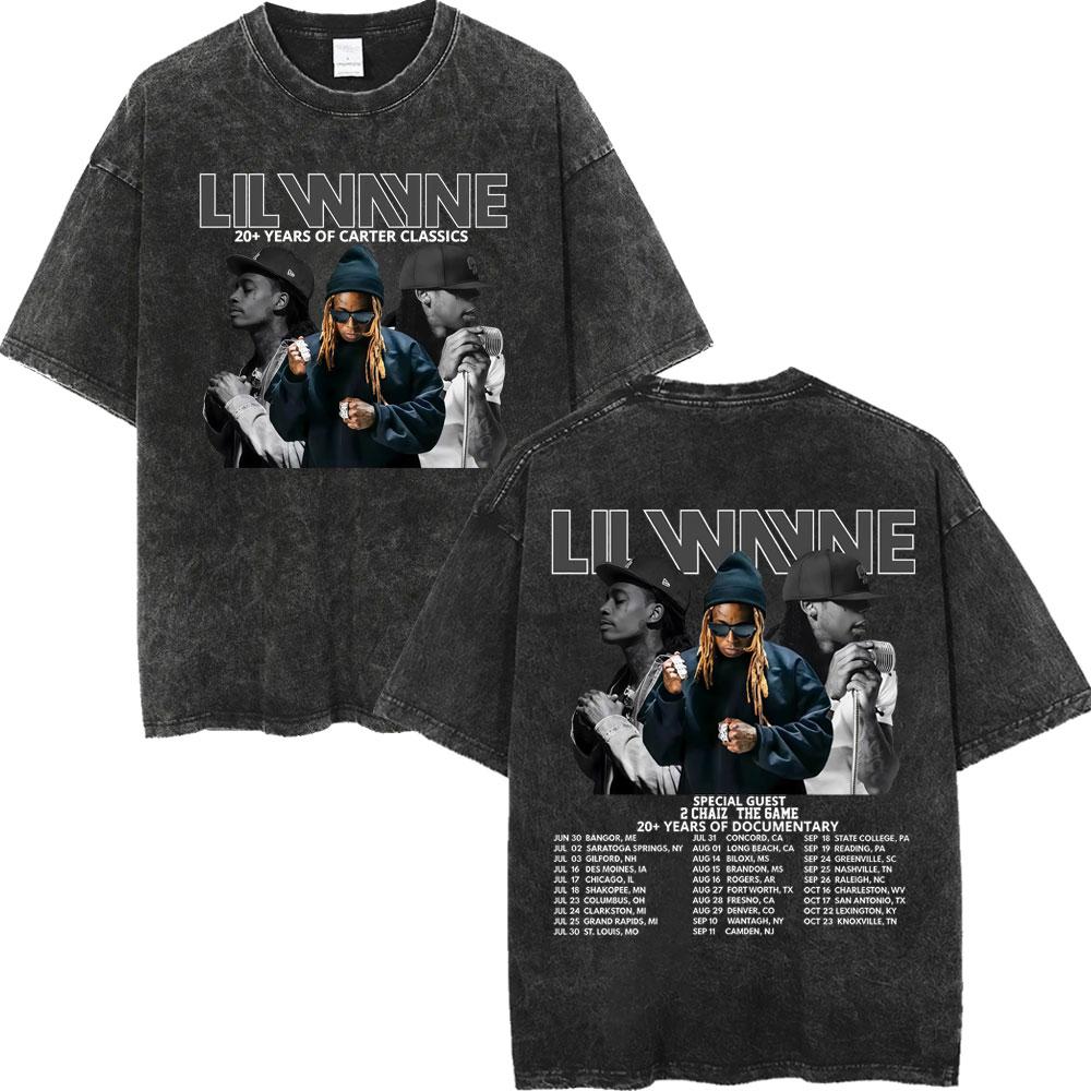 Vintage Washed Rapper Lil Wayne Graphic T Shirts Men Women High Quality Fashion Oversized Tshirts Summer Casual Cotton Tshirt