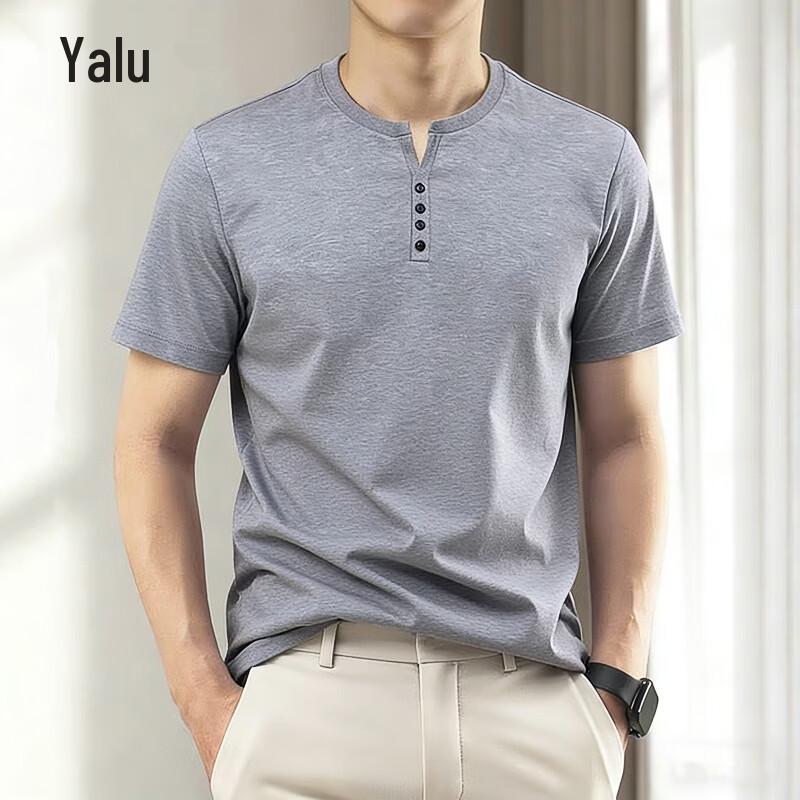 Yalu Men's V-Neck Business Casual Short Sleeve T-Shirt