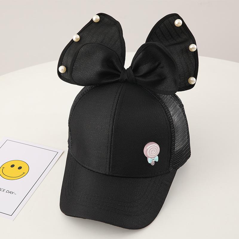 Spring and summer sunscreen parent-child fashion cute bow cap children's hat baseball net hat sun hat