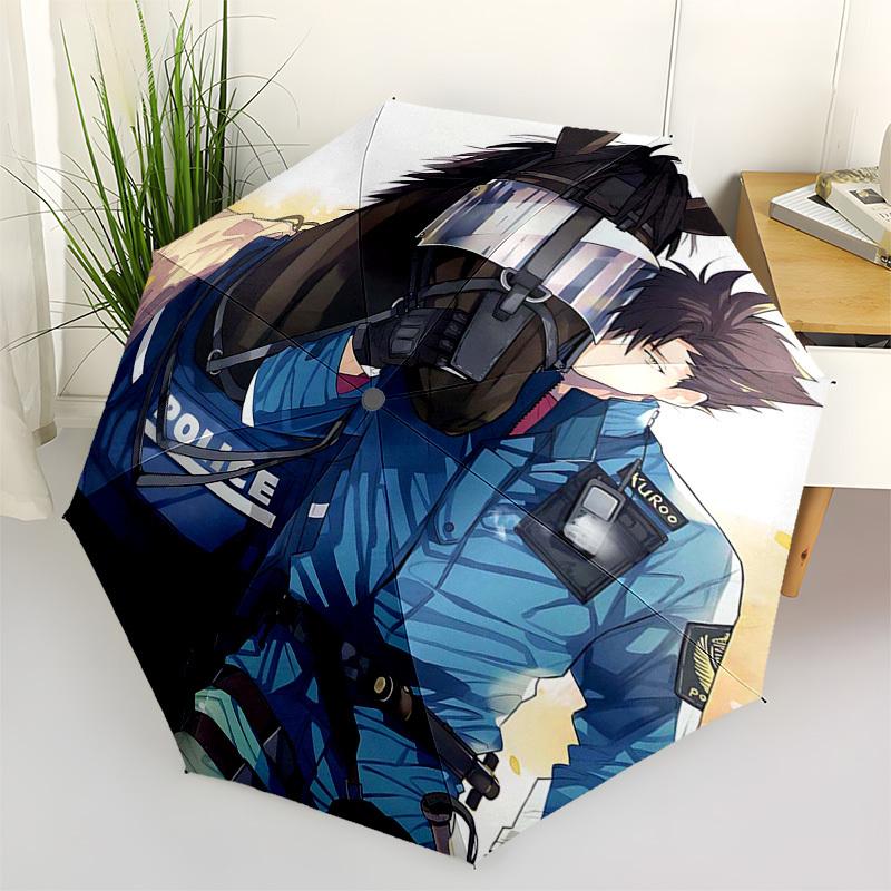 

1pc Outdoor Umbrella with Police Officer and Horse Design - Automatic Opening/Closing, Portable 3-Fold Design, 8-Rib Iron Frame - Perfect Gift fo