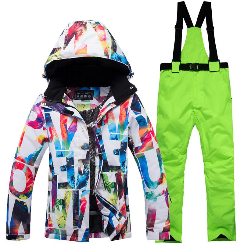 Winter Outdoor Ski Suit, Women's Thermal Snowboard and Snowboard Ski Pants Suit.