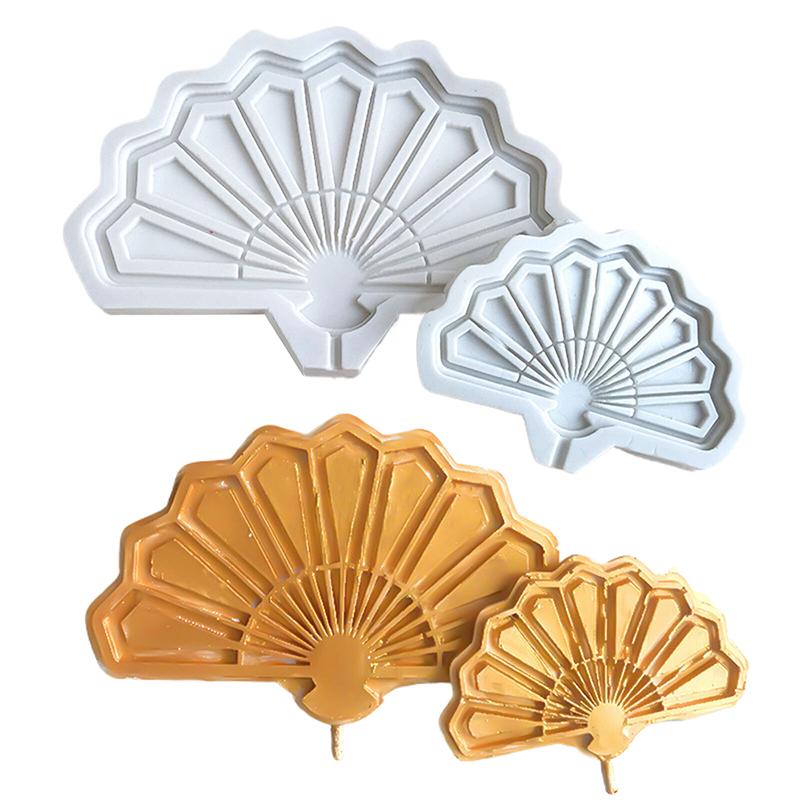 1Pc Chocolate Moulds Tools Baby Shower Party Chinese Fan Shaped 3D Silicone Fondant Mold For Cake Decorating Cake Sugar Craft