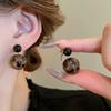 Silver needle simple leopard print geometric stud earrings popular new versatile earrings retro fashion niche earrings