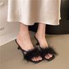 Mao Mao cool slippers women's summer wear new thin heels square head gentle sexy high heels with skirt