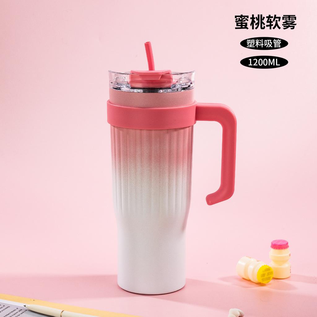 Big Mac gradual change handle ice cup oz large capacity handle car cup stainless steel straw thermos cup