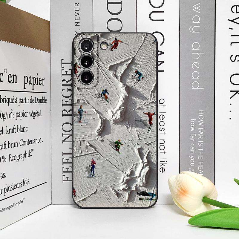 Oil Painting of Snow Scene Skiing Pattern Phone Case for Google Pixel 9 A 8 A 7A 6 A 7 PRO 8 9 Pro XL 4G 5G Silicone Soft Cover