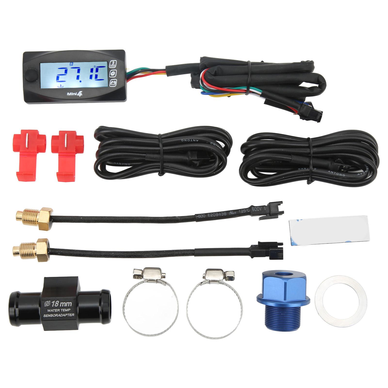 

Motorcycle LCD Digital Gauge Voltage Meter Voltmeter Temperature Thermometer Time Display Sensor M20x1.0